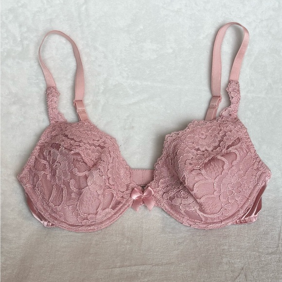 Victoria's Secret Other - Vtg Victoria’s Secret 36C Gold Label Satin Lace Bra 76217 Dusty Pink